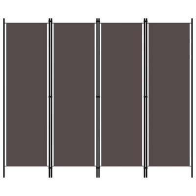 Kamerscherm met 4 panelen 200x180 cm antraciet