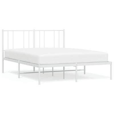 Bedframe met hoofdbord metaal wit 160x200 cm