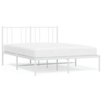 Bedframe met hoofdbord metaal wit 160x200 cm - thumbnail