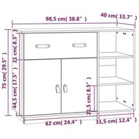 Dressoir 98,5x40x75 cm massief grenenhout grijs - thumbnail