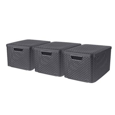 Curver opbergboxen met deksel style 3 st maat m antraciet Curver opbergboxen met deksel style 3 st maat m antraciet