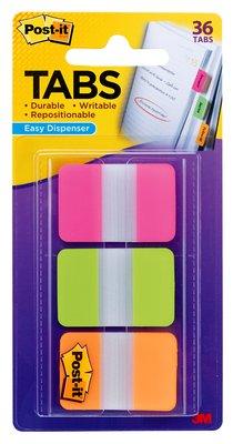 Post-it Index Strong, ft 25,4 x 38 mm, set van 3 kleuren (roze, groen en oranje), 22 tabs per kleur