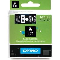 Dymo D1 tape 12 mm, wit op zwart - thumbnail