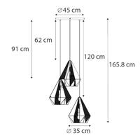 QAZQA Industriële hanglamp zwart met mesh 3-lichts - Carcass - thumbnail