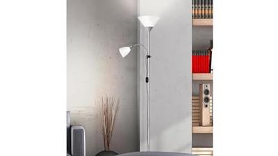 Brilliant VloerlampSpari Led 2-lichts 180cm metaalgrijs met wit - G98811/05