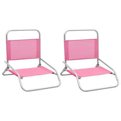 Strandstoelen 2 st inklapbaar stof roze Strandstoelen 2 st inklapbaar stof roze