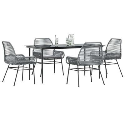 5-delige Tuinset met kussens poly rattan glas grijs