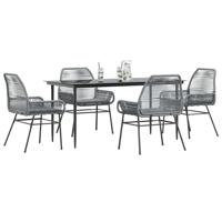 5-delige Tuinset met kussens poly rattan glas grijs - thumbnail