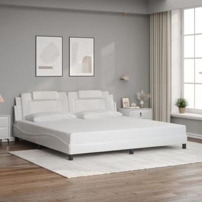 Bedframe "Viana" met LED zonder matras kunstleer wit 200x200 cm