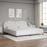 Bedframe "Viana" met LED zonder matras kunstleer wit 200x200 cm - thumbnail