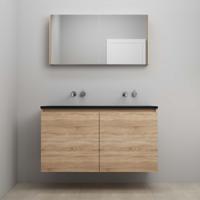 On-Line Badkamermeubelset - 120 cm - Voorgemonteerd - Greeploze Ladestructuur - Acryl Wastafel - zonder Kraangat - Spiegelkast - Eiken - V01 - thumbnail