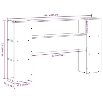 Hoofdbord met opbergruimte 160 cm massief grenenhout wasbruin