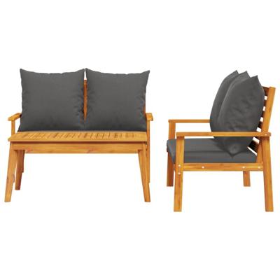 3-delige Loungeset met kussens massief acaciahout 3-delige Loungeset met kussens massief acaciahout