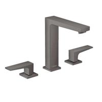 Hansgrohe Wastafelmengkraan Metropol 3-Gats 160 met Rechte Greep en Push-Open Afvoer Geborsteld Zwart Chroom - thumbnail