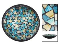 Mozaieken Schaal Turquoise/Goud- Zilverkleurig  (Medium) - thumbnail