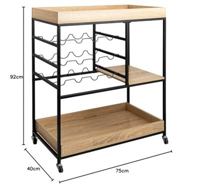 Serveringsvagn Vinthera Moa Flessenrek Zwart Metaal 75 x 40 x 91,5 cm