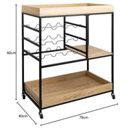 Serveringsvagn Vinthera Moa Flessenrek Zwart Metaal 75 x 40 x 91,5 cm - thumbnail