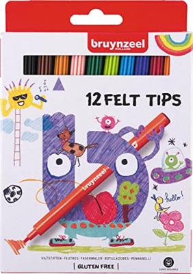 Viltstift bruynzeel kids set 12 kleuren | 6 stuks