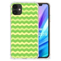 Apple iPhone 11 Doorzichtige Silicone Hoesje Waves Green - thumbnail