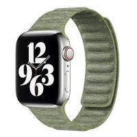Denim nylon bandje - Groen - Geschikt voor Apple Watch 44mm / 45mm / 46mm / 49mm - thumbnail