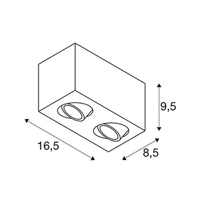 SLV PlafondlampTriledo GU10 2-lichts 16cm zwart - 1002005