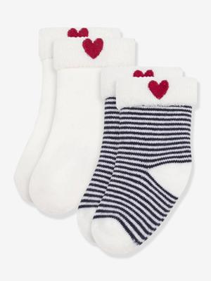 Set van 2 paar baby sokken van geborduurd katoen PETIT BATEAU marineblauw Set van 2 paar baby sokken van geborduurd katoen PETIT BATEAU marineblauw