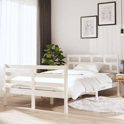 Bedframe massief hout wit 135x190 cm