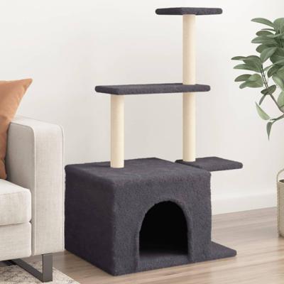 VidaXL Kattenmeubel met sisal krabpalen 110 cm donkergrijs