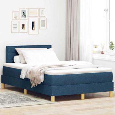 Boxspring bed met matras met hoofdeinde Blauw 120 x 190 cm Stof