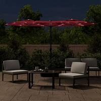 VidaXL Parasol dubbel dak met led 316x240 cm bordeauxrood - thumbnail