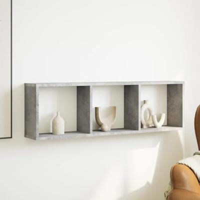 Wandkast 100x16x30 cm bewerkt hout betongrijs