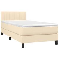 Boxspring met matras stof crèmekleurig 90x200 cm - thumbnail