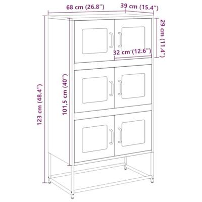 Hoge kast 68x39x123 cm staal zwart