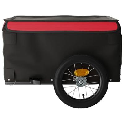 VidaXL Fietstrailer 30 kg ijzer zwart en rood - thumbnail