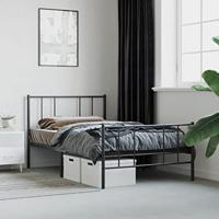 Bedframe met hoofd- en voeteneinde metaal zwart 75x190 cm - thumbnail