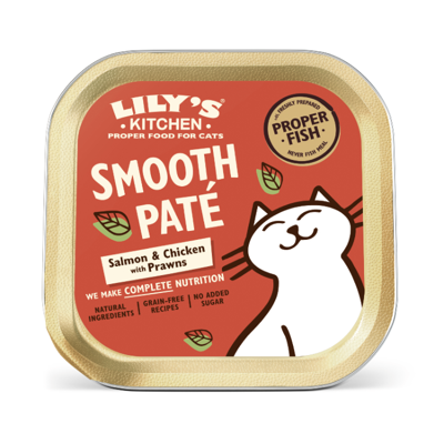 Lily&apos;s Kitchen Paté zalm met kip en garnalen natvoer kat 1 tray (19 x 85 g)