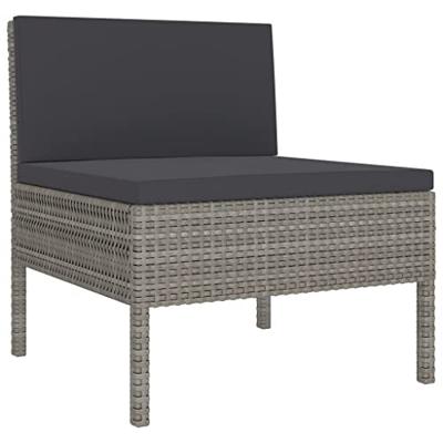 5-delige Loungeset met kussens poly rattan grijs