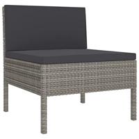 5-delige Loungeset met kussens poly rattan grijs - thumbnail