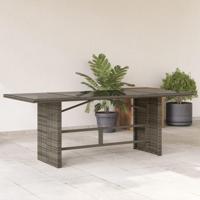 Tuintafel met glazen blad 190x80x74 cm poly rattan grijs - thumbnail