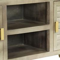 Tv-meubel 110x30x48 cm massief mangohout met messing grijs - thumbnail