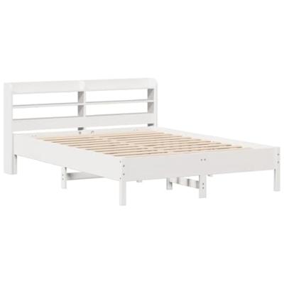 Bedframe zonder matras massief grenenhout wit 140x190 cm