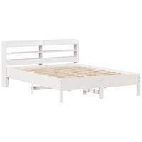 Bedframe zonder matras massief grenenhout wit 140x190 cm - thumbnail