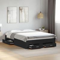Bedframe met lades bewerkt hout zwart 120x200 cm - thumbnail