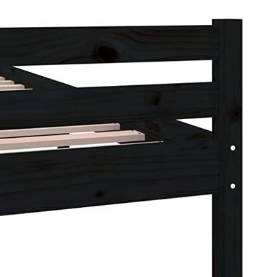 Bedframe massief hout zwart 140x190 cm - thumbnail
