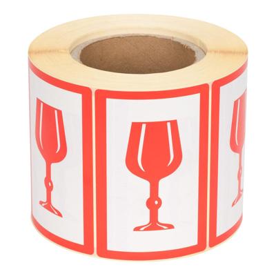 Waarschuwingsetiketten voor glaswerk 79 x 97 mm 500 stuks