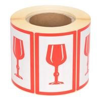 Waarschuwingsetiketten voor glaswerk 79 x 97 mm 500 stuks - thumbnail