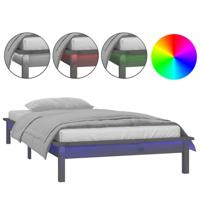 Bedframe LED massief hout grijs 140x190 cm - thumbnail