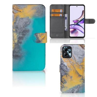 Motorola Moto G13 | G23 | Bookcase | Marble Blue Gold | Portemonnee hoesje