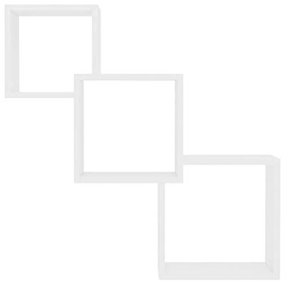 Wandschappen kubus 68x15x68 cm bewerkt hout wit Wandschappen kubus 68x15x68 cm bewerkt hout wit