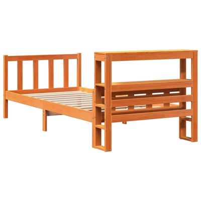 Bedframe met hoofdbord massief grenenhout wasbruin 150x200 cm